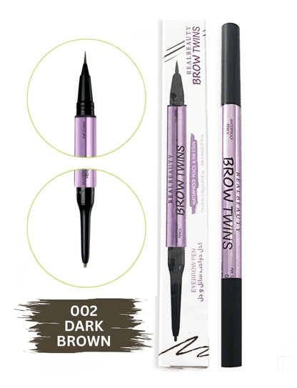 Brow Twins 2 - IN - 1 Eyebrow Pen+Waterproof Pencil - Real Beauty Egypt