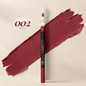 Realbeauty lip liner pencil with blending brush in shade 002, shown against a deep berry-red colour swatch