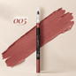 Realbeauty lip liner pencil with blending brush in shade 005, shown against a rosy brown colour swatch